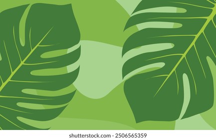 Simple tropical leaf green background with fresh green color.