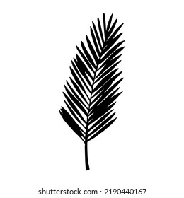 Simple tropical leaf silhouette illustration. Hand drawn vector clipart. Botanical doodle for print, web, design, decor, logo.