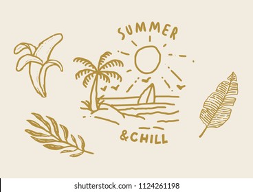 Simple tropical logo elements.