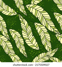Simple tropical palm leaves seamless pattern. Linear exotic botanical texture. Creative jungle leaf endless wallpaper. Floral background. Design for fabric, surface, textile print, wrapping, cover