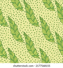 Simple tropical palm leaves seamless pattern. Linear exotic botanical texture. Creative jungle leaf endless wallpaper. Floral background. Design for fabric, surface, textile print, wrapping, cover