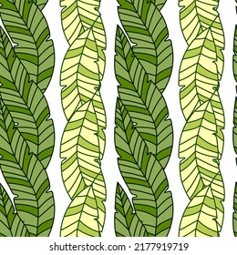Simple tropical palm leaves seamless pattern. Linear exotic botanical texture. Creative jungle leaf endless wallpaper. Floral background. Design for fabric, surface, textile print, wrapping, cover
