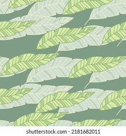 Simple tropical palm leaves seamless pattern. Linear exotic botanical texture. Creative jungle leaf endless wallpaper. Floral background. Design for fabric, surface, textile print, wrapping, cover