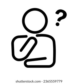 Simple troubled person icon. Questioning person. Vector.