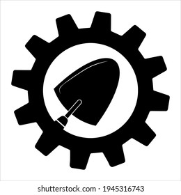 Simple trowel icon in gear. Suitable for website design, logo, app, and ui