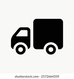 Simple truck icon in black silhouette. Truck icon represents delivery, transport, and logistics. Ideal for transport and delivery themes. Simple icon vector element. Vehicle icon.