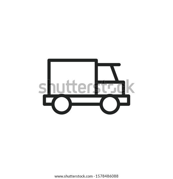 Simple truck line icon. Stroke\
pictogram. Vector illustration isolated on a white background.\
Premium quality symbol. Vector sign for mobile app and web\
sites.