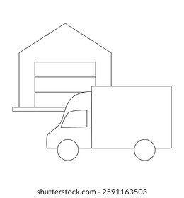 Simple of Truck Logistics Related Vector Line Icons. Contains such Icons as Cargo Inspection, Route, Forklift at warehouse and more. Editable Stroke. Flat style Eps 10