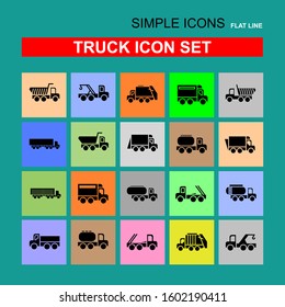 Simple Truck Set with colorful background. Related Vector Icons for Your Design.