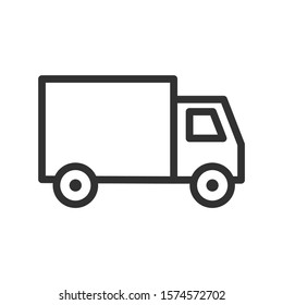 Simple truck, side view, linear icon. Editable stroke