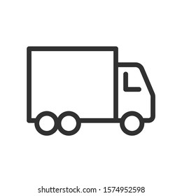 Simple truck, side view, linear icon. Editable stroke