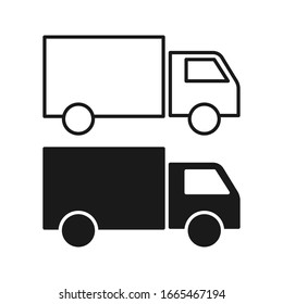 Simple truck silhouette, Delivery icon vector on blank background