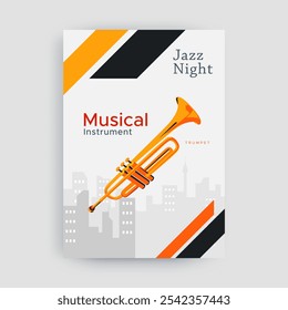 simple trumpet. Vector musical instrument aerophone, trumpet. Usually used to accompany pop and jazz music.  The trumpet is played by blowing