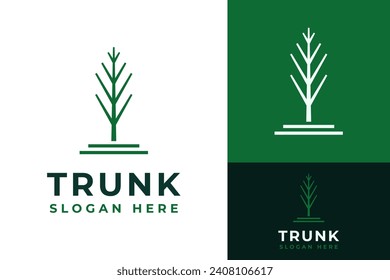 Simple Trunk Tree Evergreen Forest Jungle Wood Logo Design Branding Template