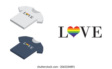 Simple t-shirt design, Love LGBT. In black and white color variants