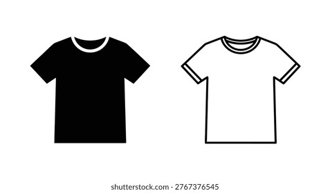 Simple t-shirt designs presented as a bold silhouette and delicate outline, showcasing contrasting styles.