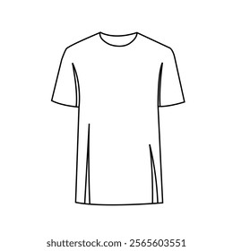 Simple t-shirt outline illustration. Line art tshirt vector.