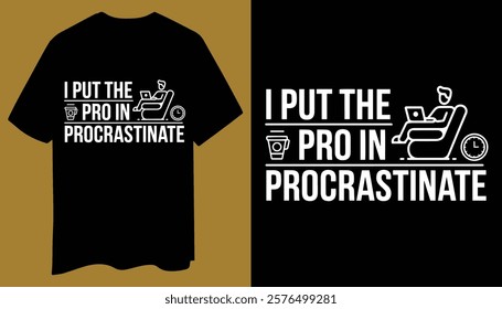 Simple T-Shirt: I Put the Pro in Procrastinate with Relaxed Icon Design