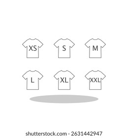 Simple T-shirt size icon with shadow