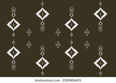 Simple Tuff geometric style textile seamless pixel pattern deep brown color ,Design for fabric, Clothes, Curtain, Carpet, Scarf, Wrap, Handcraft,  Wallpaper, Background and Vector illustration