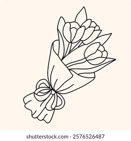 Simple Tulip Bouquet with doodle style