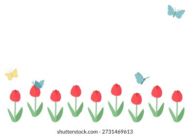 Fondo simple de tulipán y mariposa.