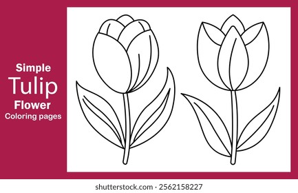 "Simple Tulip Flower Coloring Pages - Beautiful and Easy Designs for All Ages"