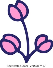 einfaches Tulpenblumendesign in heller Neonfarbe