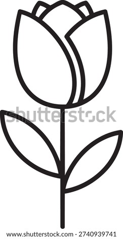 Simple Tulip Flower Line Art Icon Vector Illustration for Spring Seasonal Branding and Botanical