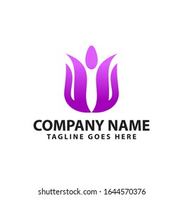 Simple tulip flower logo template vector illustration.