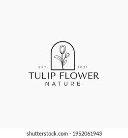Simple Tulip Flower Logo Vector Illustration Icon Template