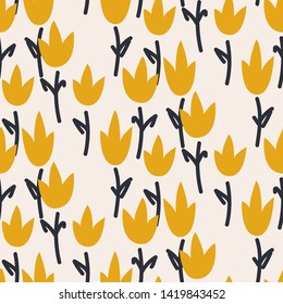 Simple tulip flower seamless pattern for fabric print design.