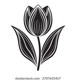 Simples tulipa flor silhueta vetor ícone