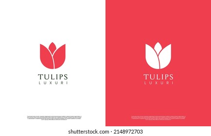 simple tulips logo design modern concept 