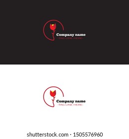 simple tulips logo on white and black background.