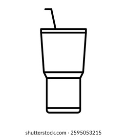 Simple tumbler with straw icon. Vector.