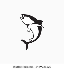 Simple tuna fish logo design icon vector illustration. Tuna fish isolated icon vector.