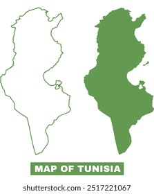 Simple Tunisia Outline Flat Map vector illustration set
