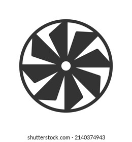simple turbine solid icon, hydro electric turbine and related on the white background