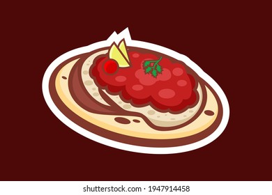 Icono turco simple de Lahmacun, Concepto de comida rápida, ilustración vectorial. Comida tradicional turca similar a la pizza 