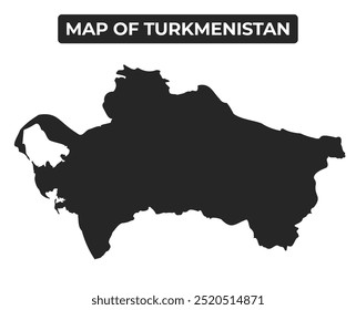 Simple Turkmenistan Black map flat vector illustration