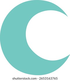 A simple turquoise crescent moon illustration representing Islamic symbolism, perfect for Eid and Ramadan festive decorations or faith-based graphic design.
