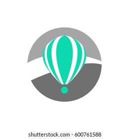 Simple turquoise hot air balloon icon