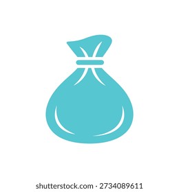 Simple turquoise icon of a drawstring bag or pouch