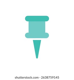 Simple turquoise pushpin illustration on White Background with clean lines