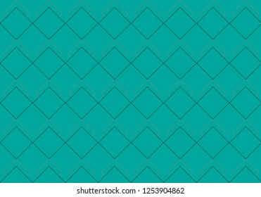 Simple Turquoise Rhombus Pattern Vector Illustration. Original Geometric Tile Ornament. Polygon Pattern Vector Design. Original Rhombus Tile Image