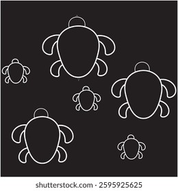 simple turtle icon illustration, tortoise silhouette logo