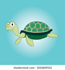 A simple turtle illustration vector. Use to comics, flashcard, and kid books.