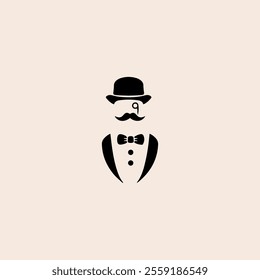 Simple tuxedo silhouette of a man icon flat vector design.