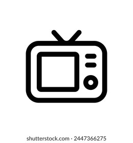 Einfaches TV-Line-Symbol isoliert auf weißem Hintergrund